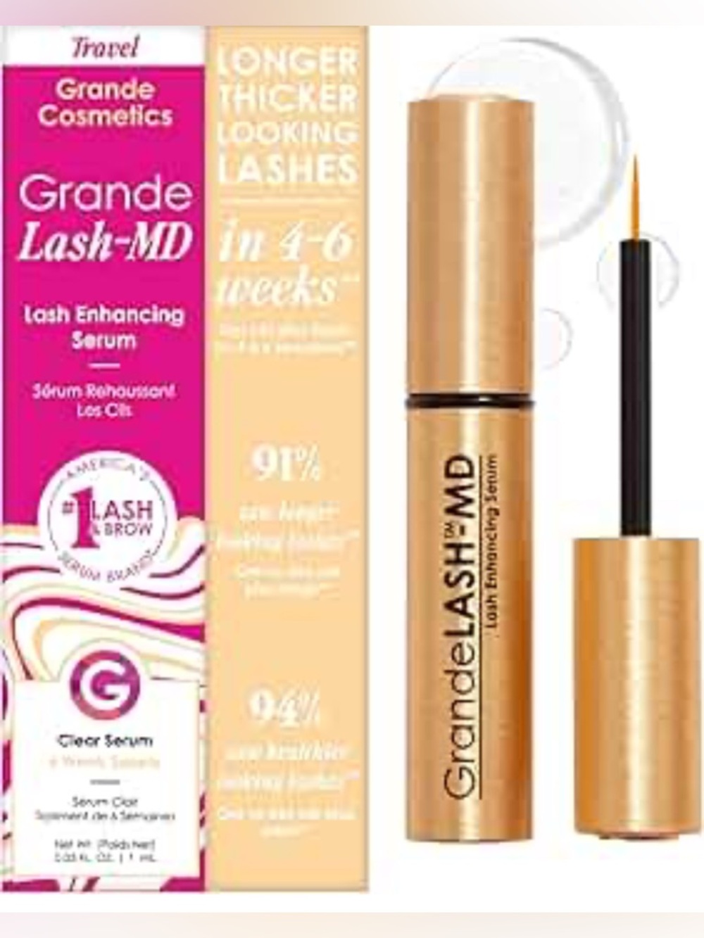 3/30$ NIB Grande Cosmetics Grande Lash-Enhancing Serum Travel size